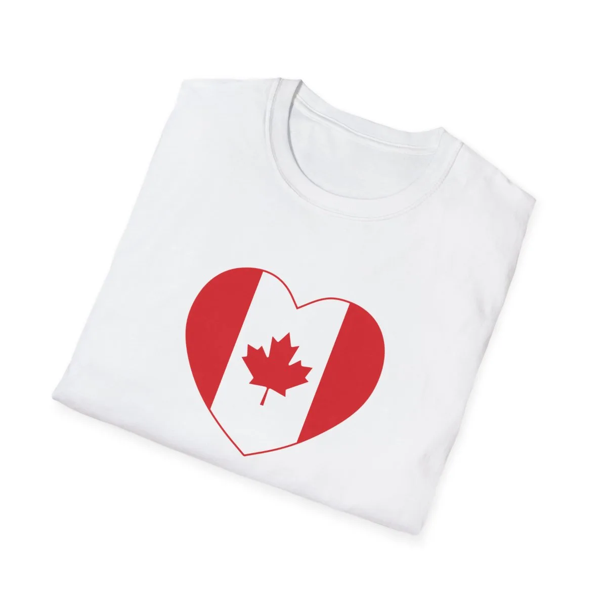 Canada flag heart t shirt folded
