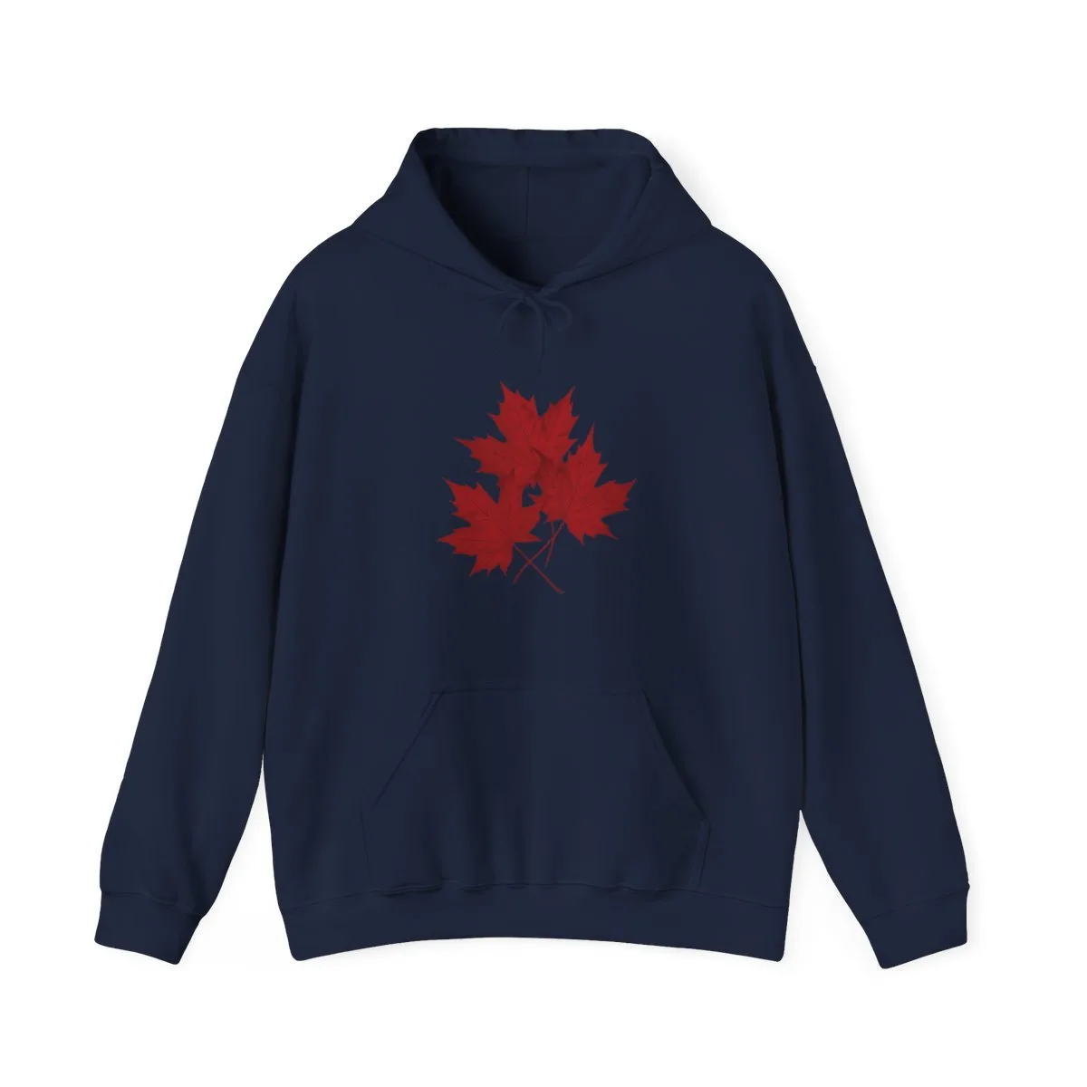 Hoodie front with maple leaves design