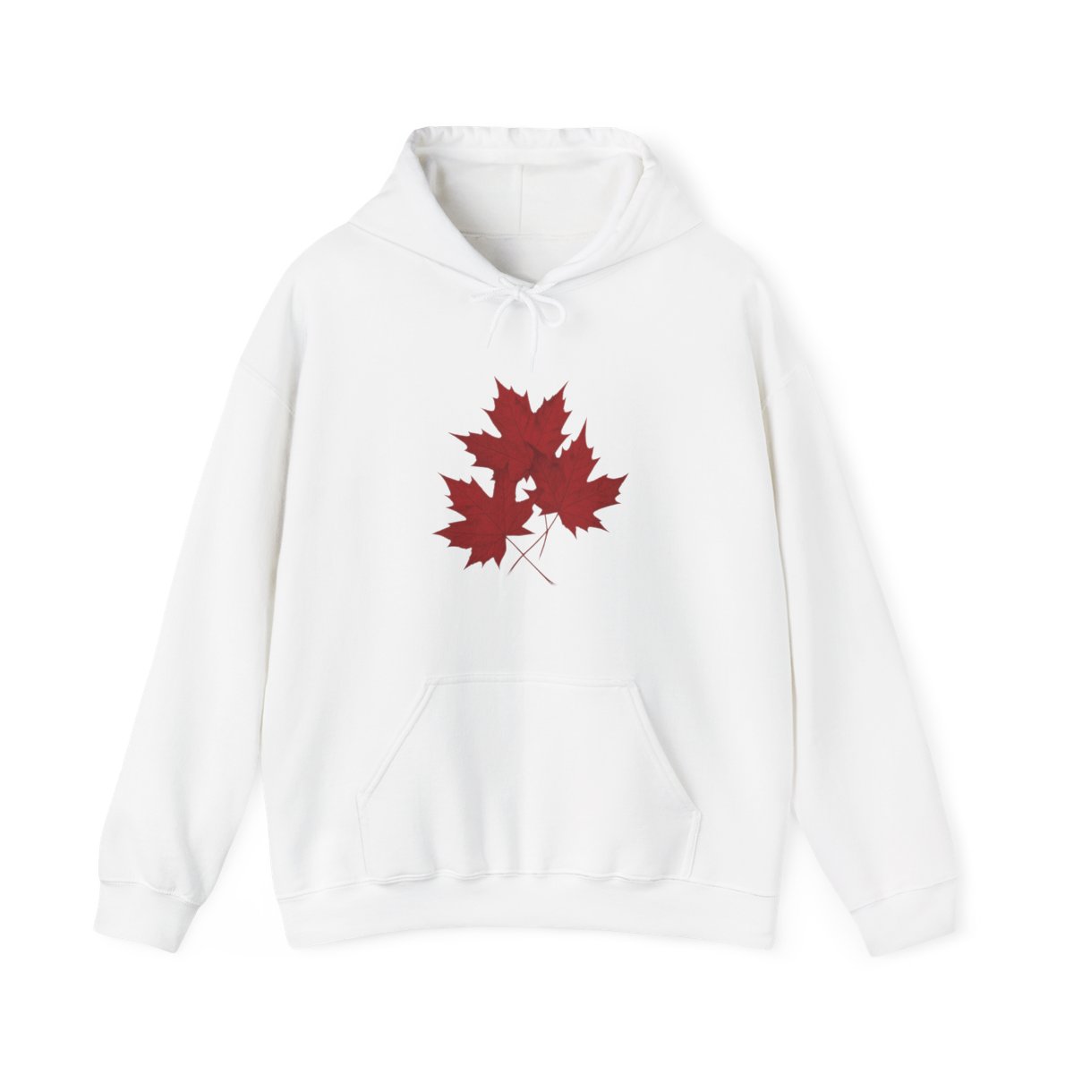 Hoodie front with maple leaves design