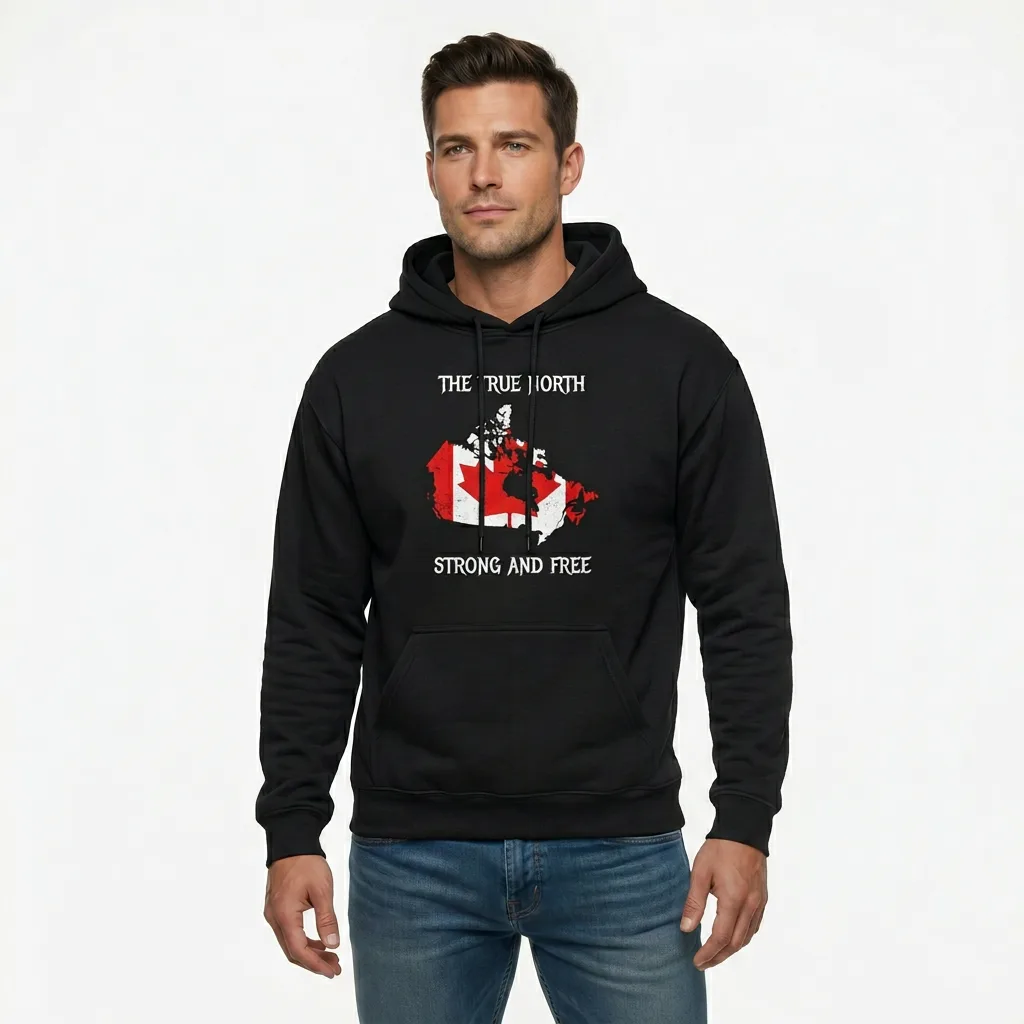 the true north strong and free hoodie male model